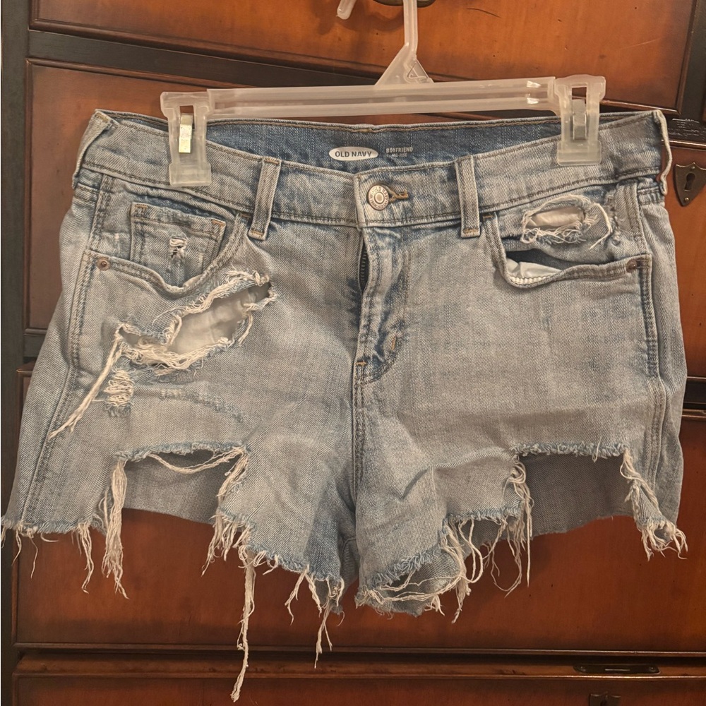 Old Navy Women's Distressed Denim Shorts - Light Blue